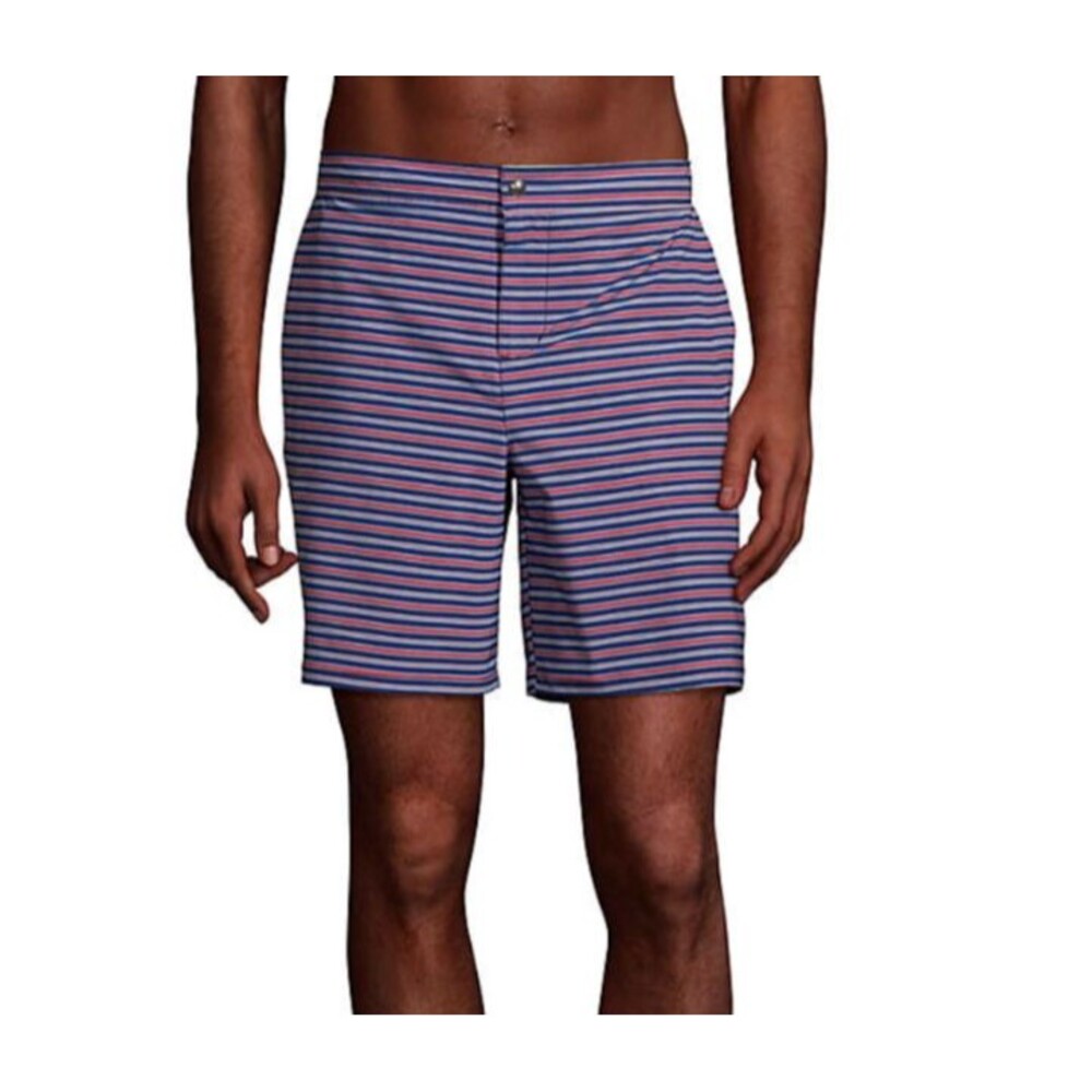 LANDS' END swimsuit Men's XXL 2x Lined 7" Hybrid Swim Shorts trunks blue $70 new